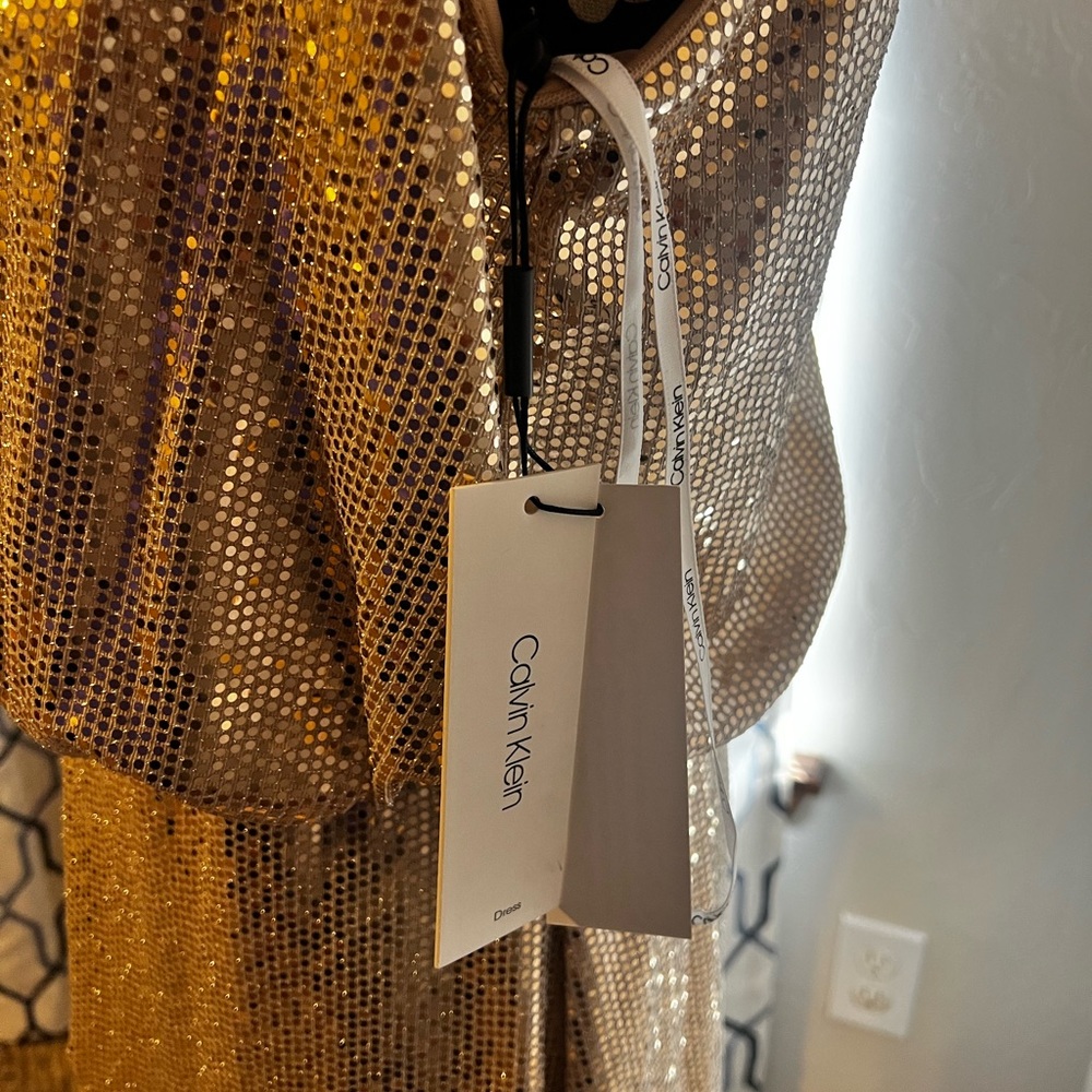 Gold light weight gown, Calvin Klein